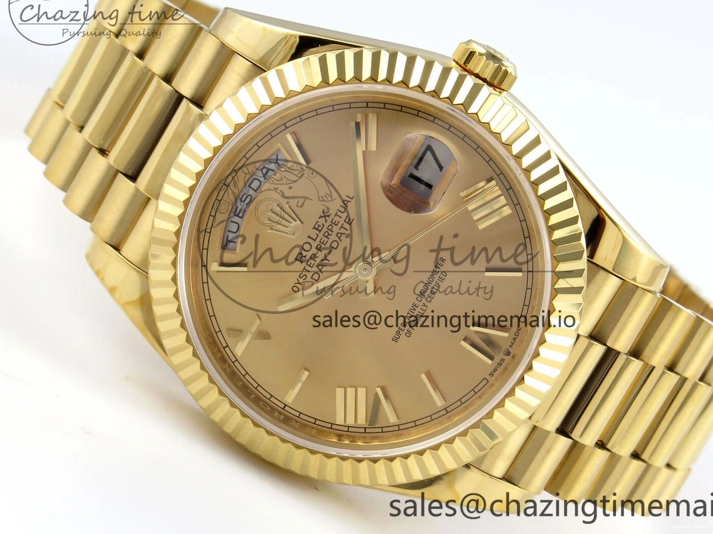0504 QuickDry Day Date 40 YG 228238 KF 1:1 Best Edition YG Roman Dial on President Bracelet VR3255 (Gain Weight) 839